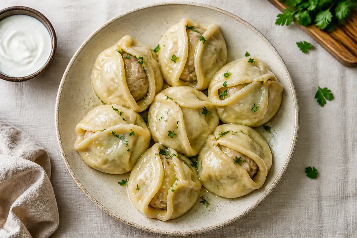 Домашние манты с мясом — готовое блюдо
