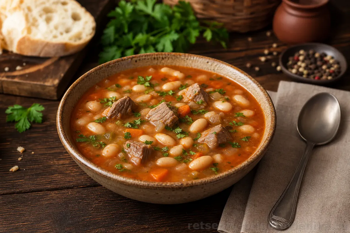 Фасолевый суп с мясом — готовое блюдо