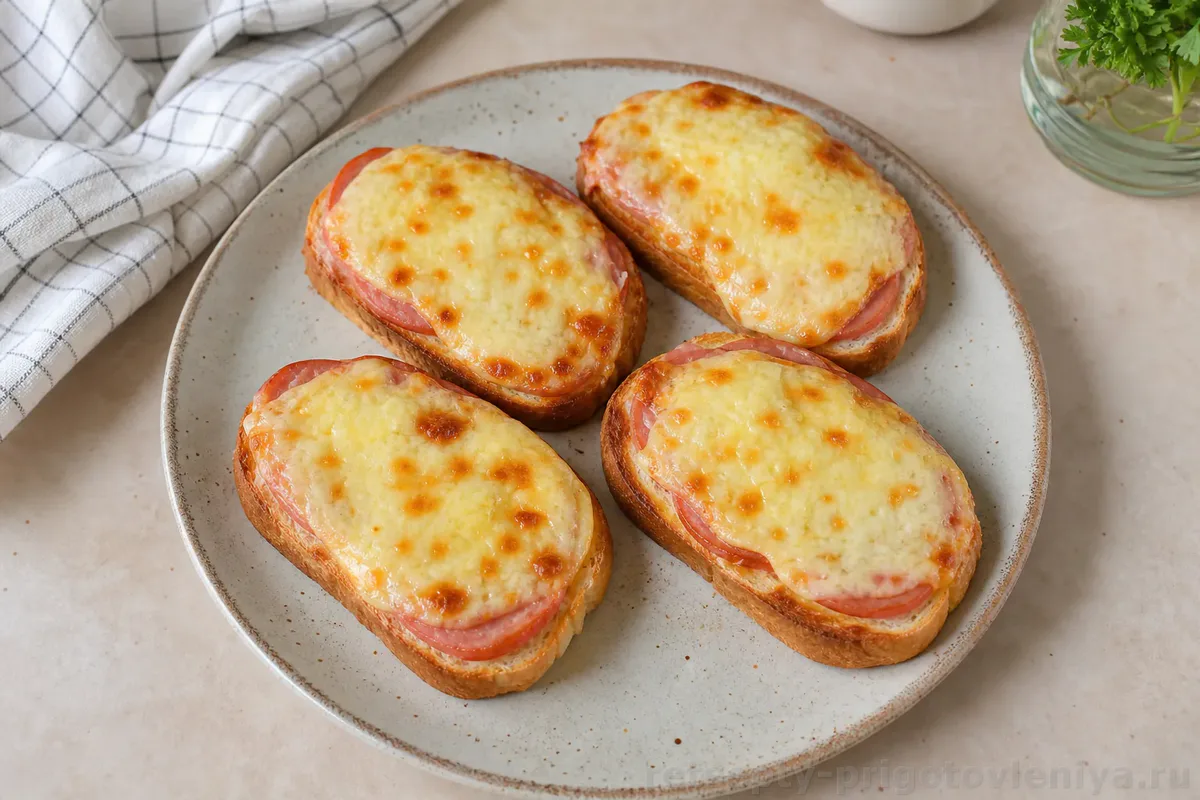 Горячие бутерброды с сыром и колбасой