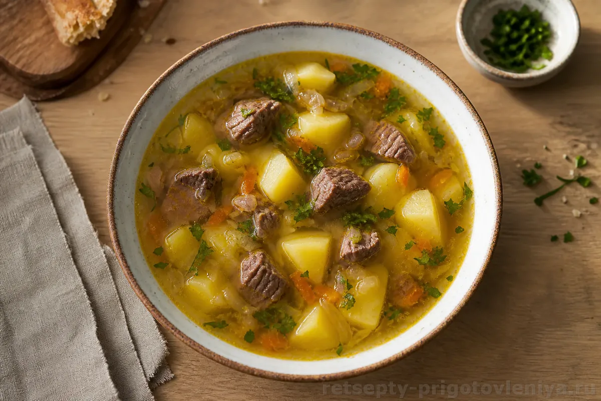 Картофельный суп с мясом — готовое блюдо