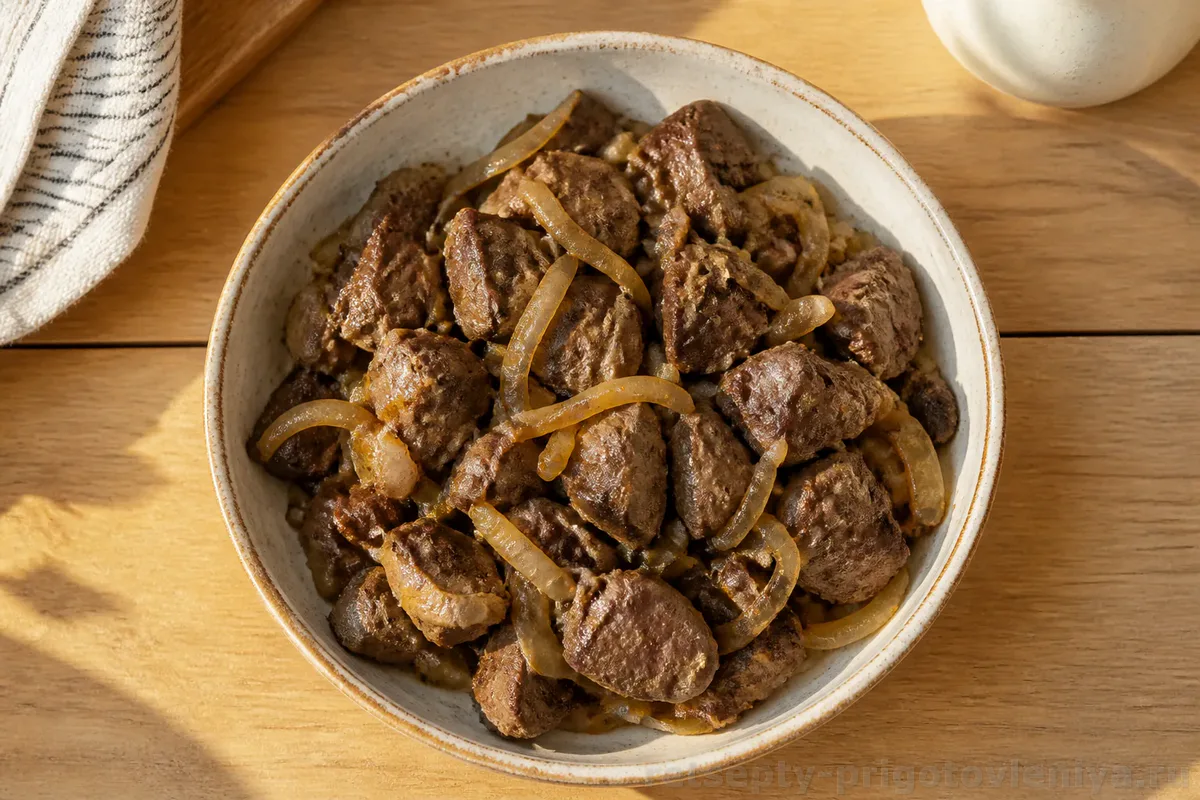 Куриная печень с луком