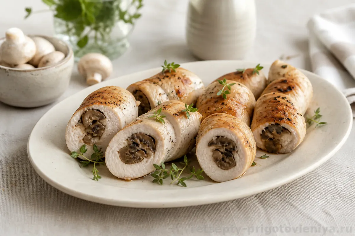 Куриные рулетики с грибами