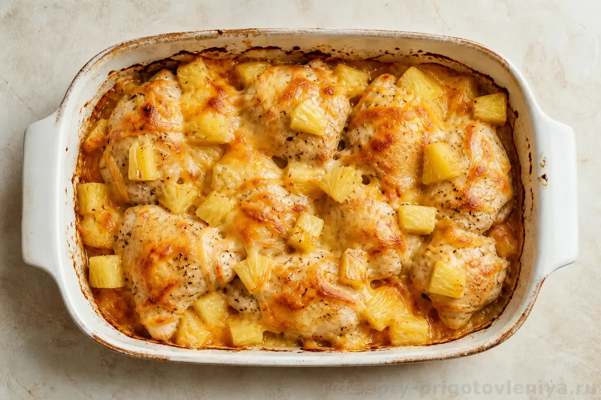 Курица с ананасами в духовке
