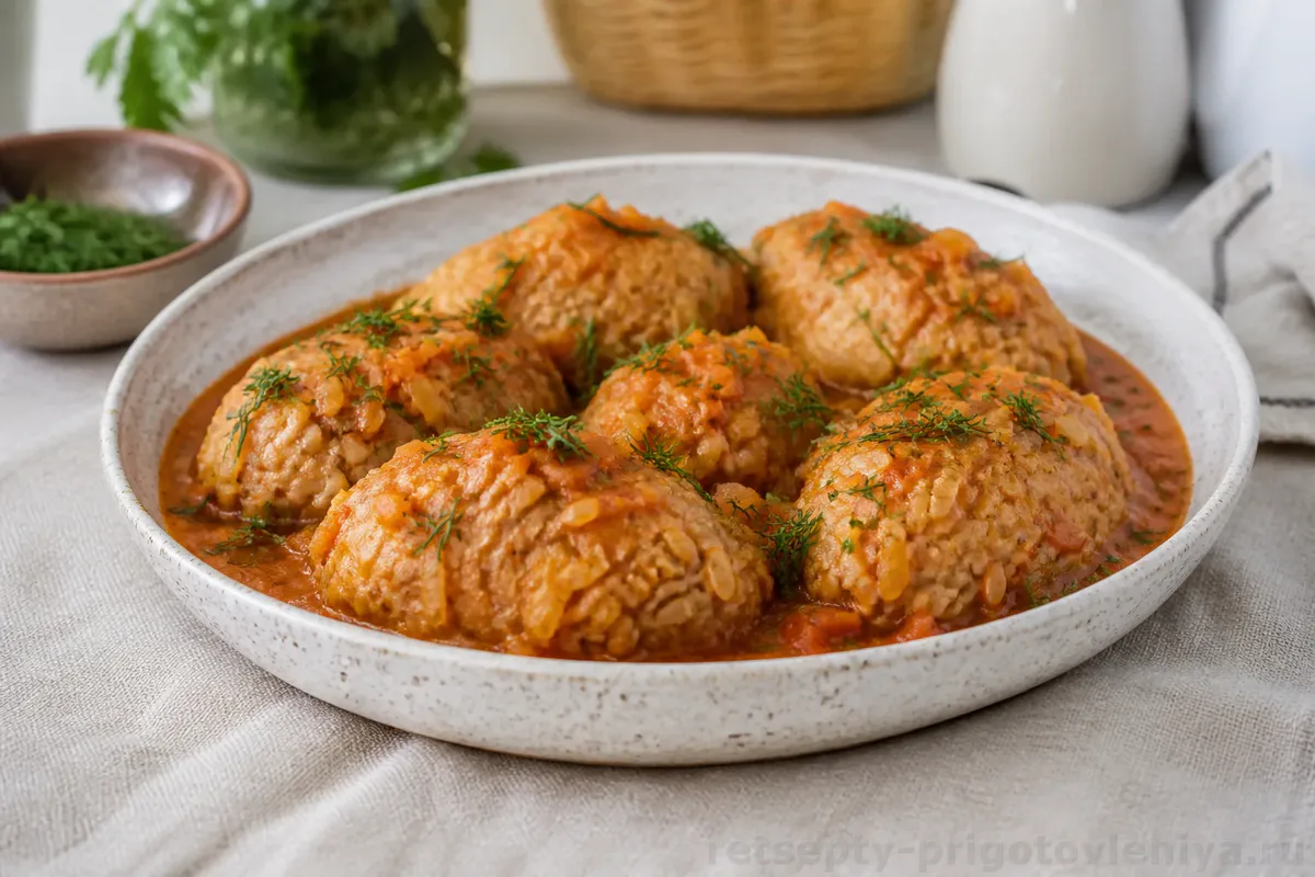 Ленивые голубцы с фаршем и рисом — готовое блюдо