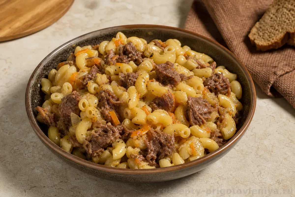 Макароны с тушёнкой