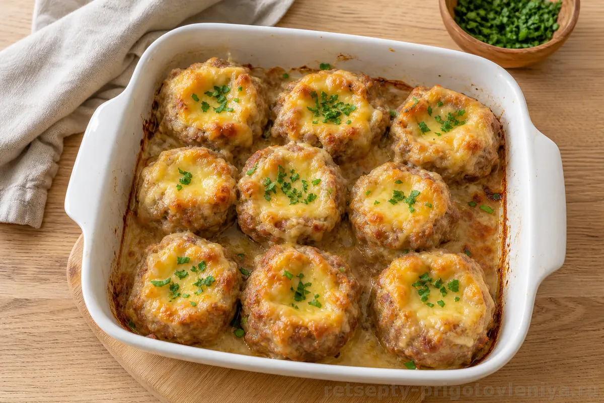 Мясные гнёзда с сыром — готовое блюдо