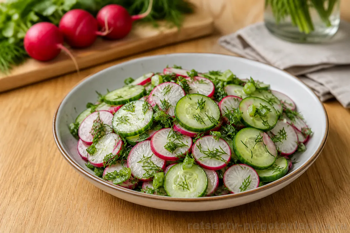 Салат из редиски с огурцом