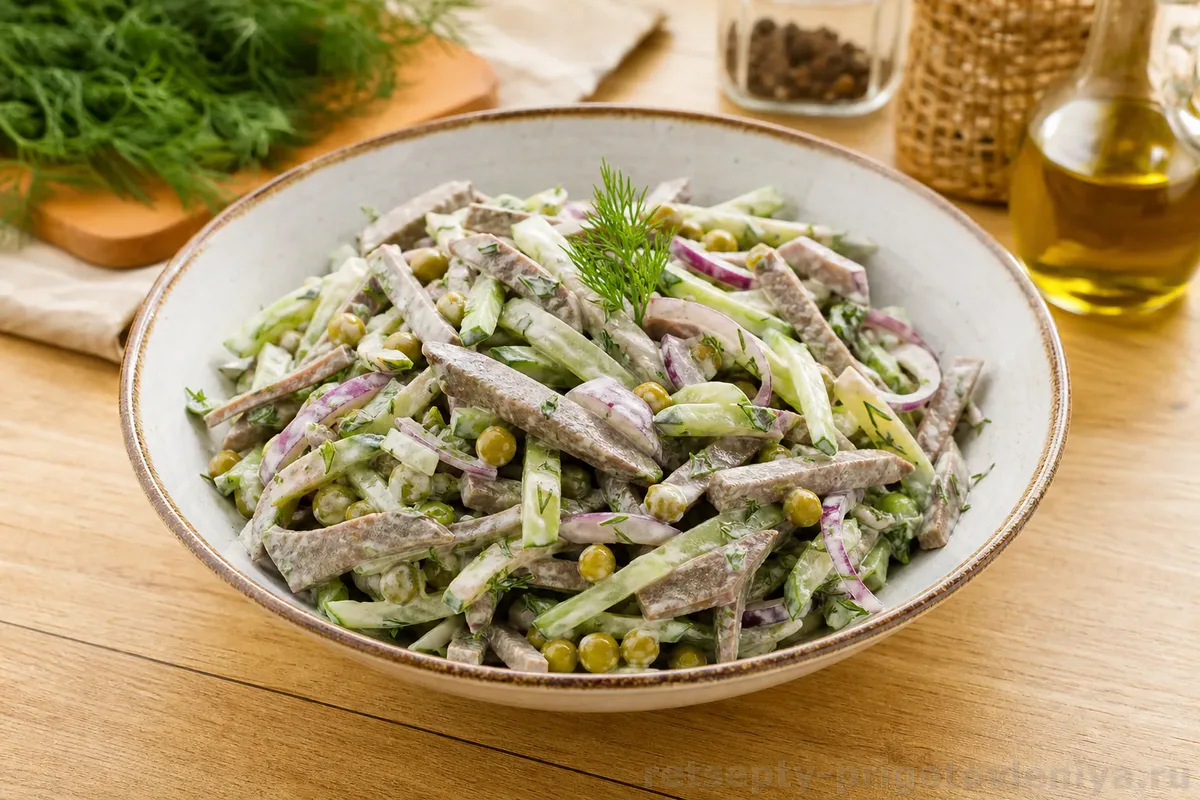 Салат с говяжьим языком
