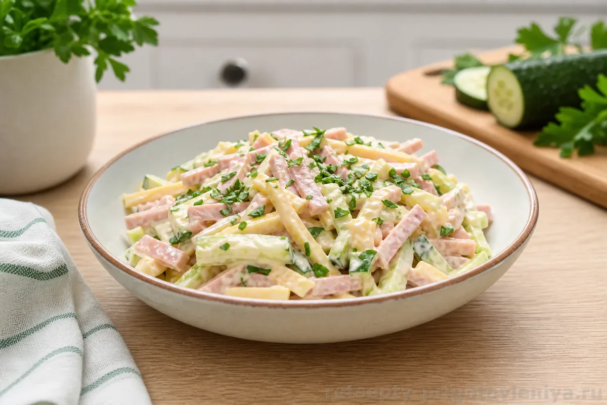 Салат с ветчиной и сыром