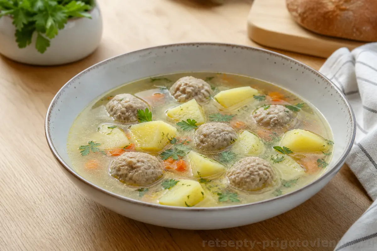 Суп с фрикадельками и картофелем