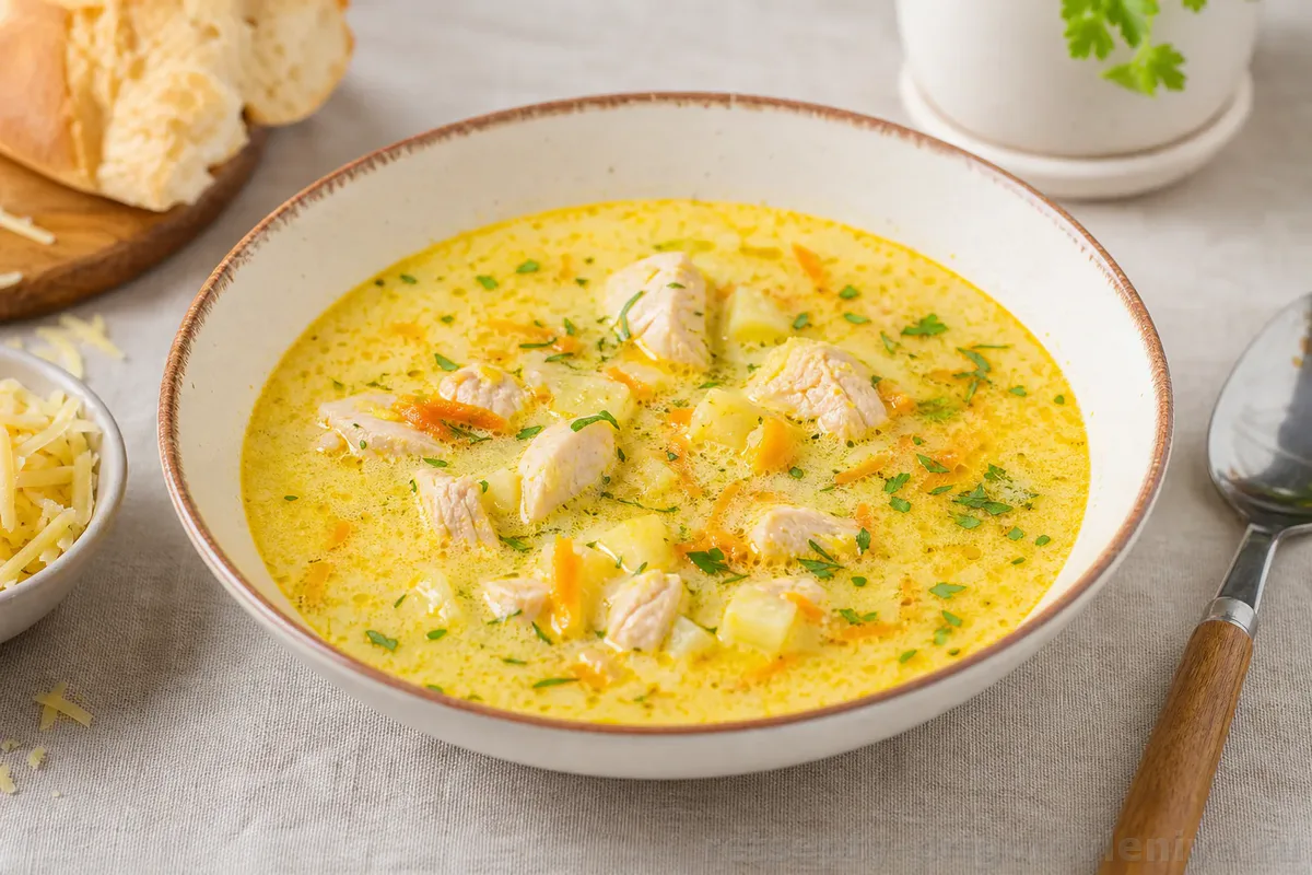 Сырный суп с курицей — готовое блюдо