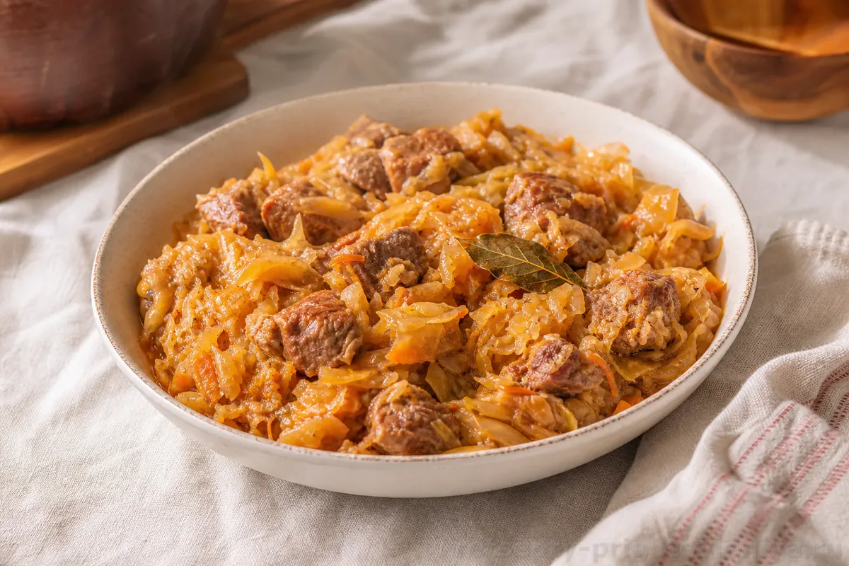 Тушёная капуста с мясом